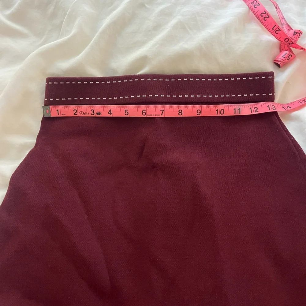 STAUD burgundy maroon fringe pencil mini knit skirt high waisted **RARE** small - Picture 8 of 8